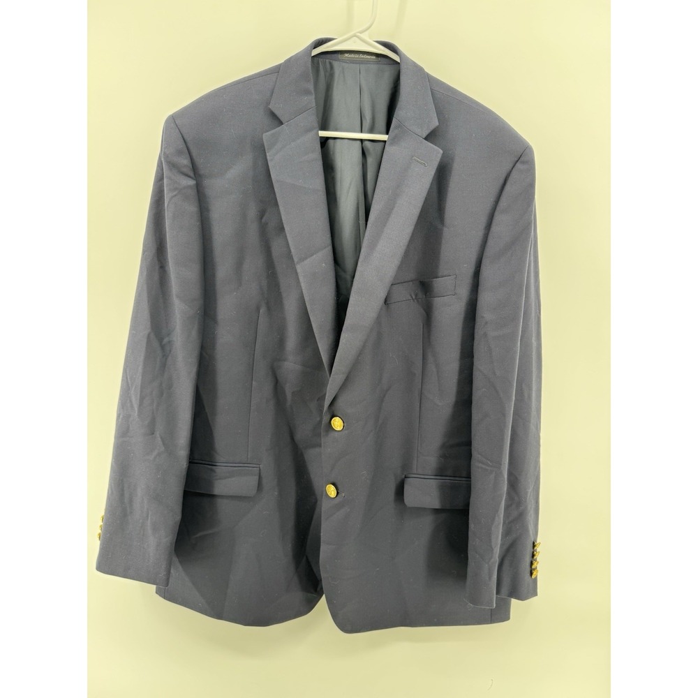 Ralph Lauren Mens 48R Blazer Sport Coat Suit Jacket 100% Wool Navy Gold Button